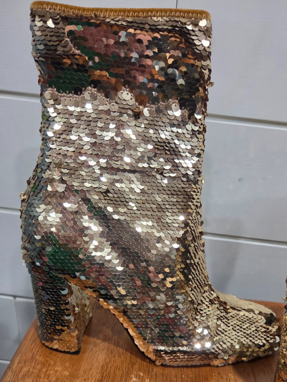 Steve Madden Gold Sequin Ankle boots
